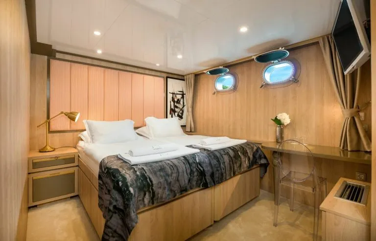 Bed with mirror on yacht