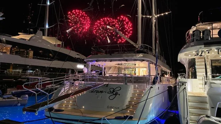 Fireworks on aurum sky yacht