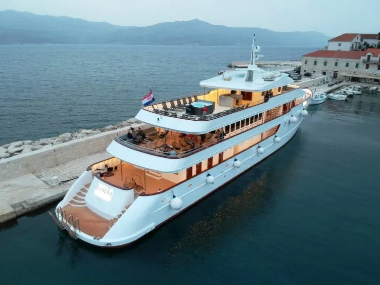 Large yacht on water yolo