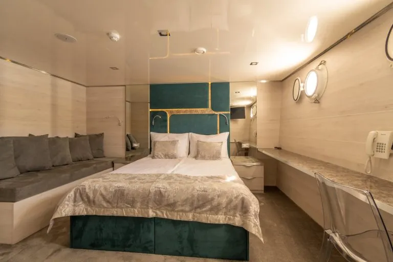 Luxury yacht bedroom bench bed
