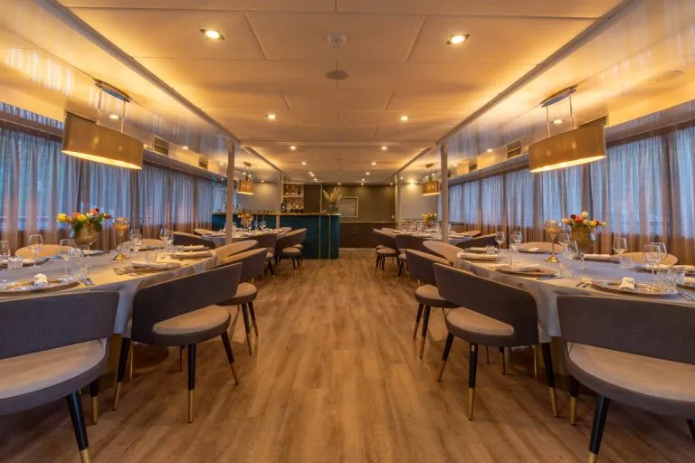 Luxury yacht dining area