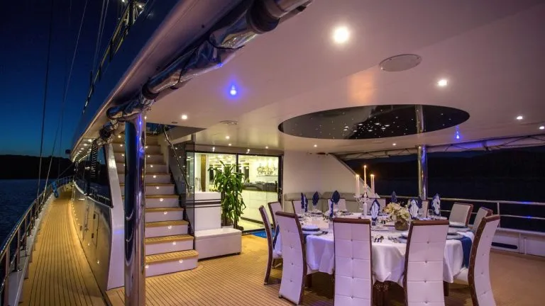 Luxury yacht dining area