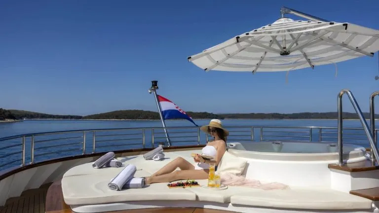 Luxury yacht on water